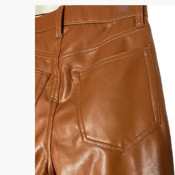 Abercrombie & Fitch 90s Straight Ultra High Rise Vegan Leather Pants  2LUS  EUC - Picture 4 of 8